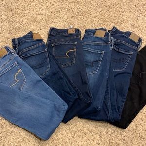 Lot of 6(qty) all size 4 skinny super stretch jeans American eagle